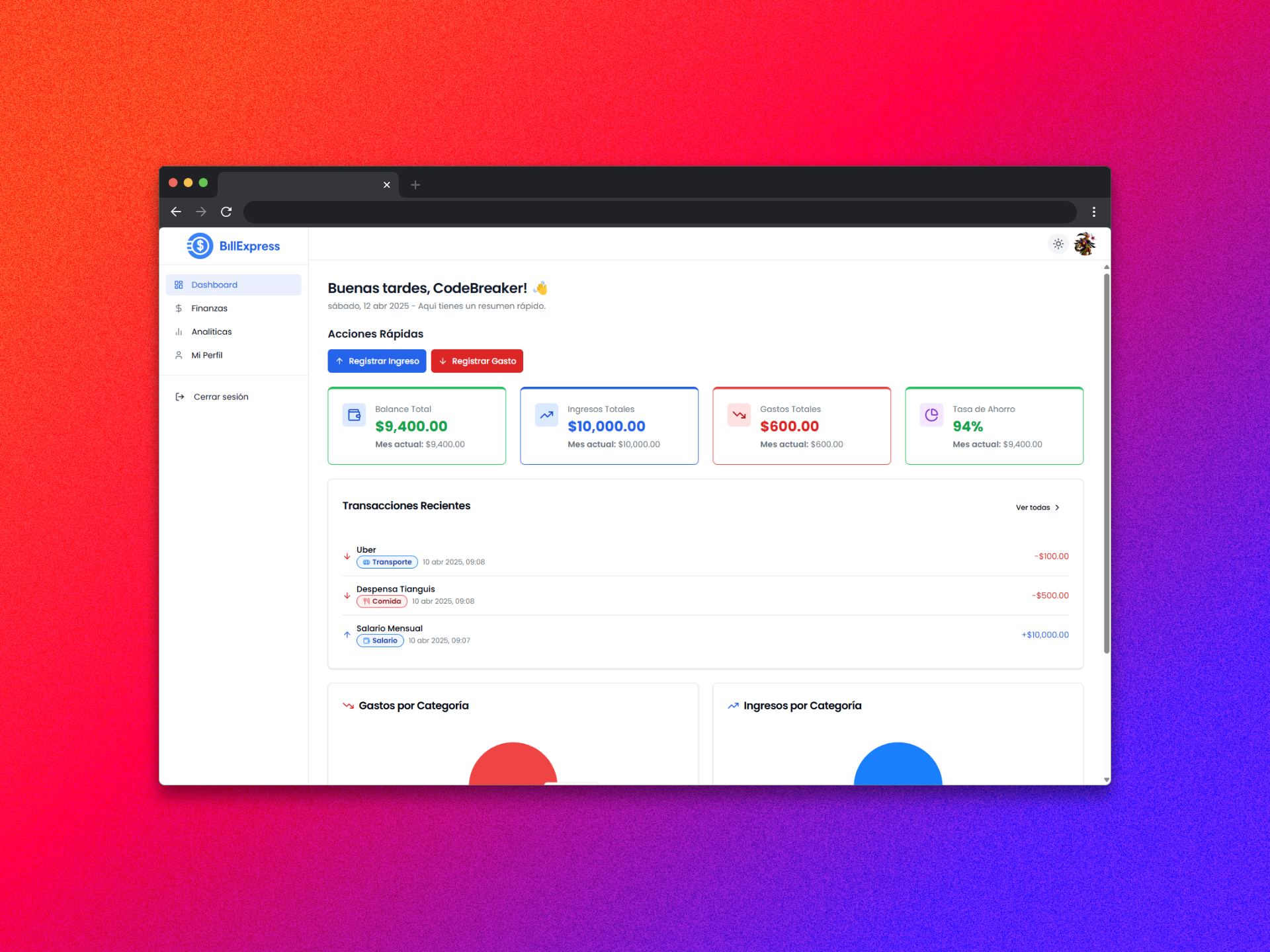 Screenshot of the project BillExpress